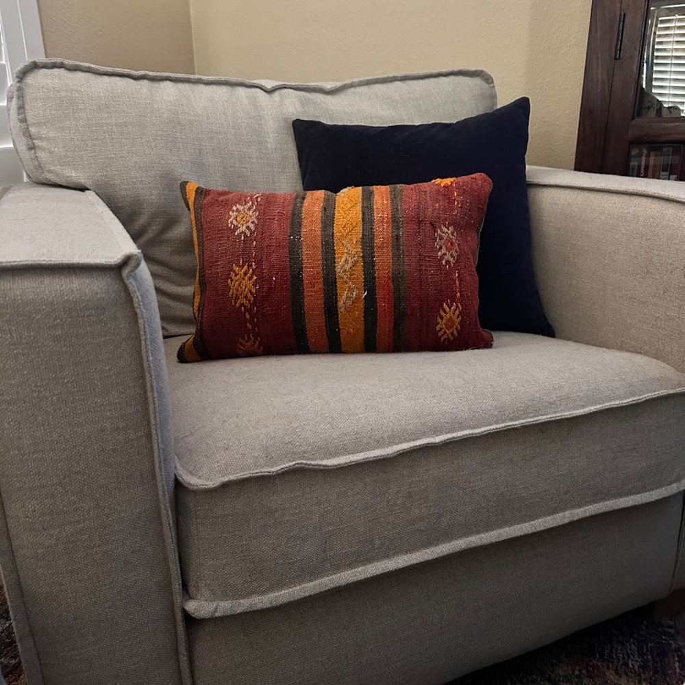 Handwoven Red and Orange Kilim Accent Pillow - Boho Decorative Cushion
